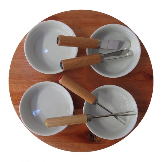 Petisqueira 30cm Redonda Com 4 Cumbucas